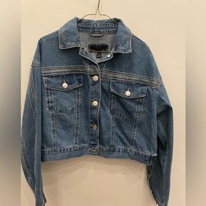 Jean jacket with pastel rainbow details